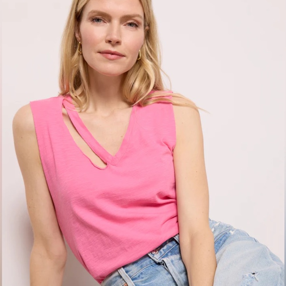 NWT LNA Fallon V Cotton Tank In Candy Pink - Size Small
